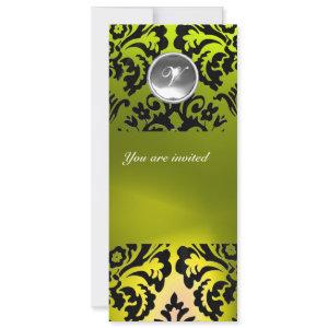BLACK AND YELLOW DAMASK GEM STONE MONOGRAM