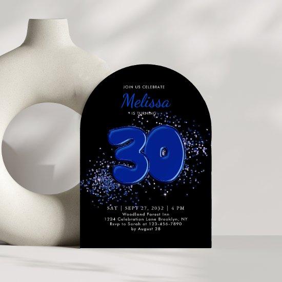 Black Blue 30th Balloons Adult Arch Birthday