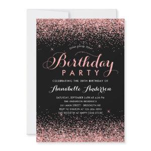 Black Blush Pink Glitter Sparkle Any Age Birthday