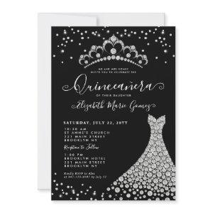 Black Diamond Silver Sparkle Tiara Quinceanera