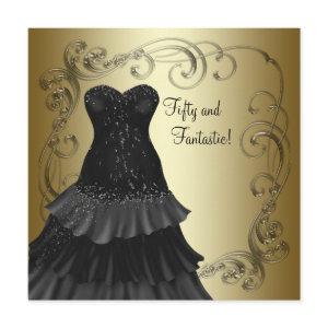Black Dress Black Gold Womans 50th Birthday Party