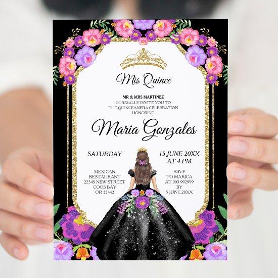 Black Dress & Roses Mis Quince
