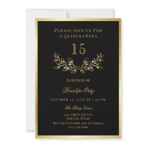 Black Faux Gold Wreath Quinceañera