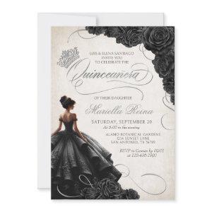 Black Floral Dress Quinceañera