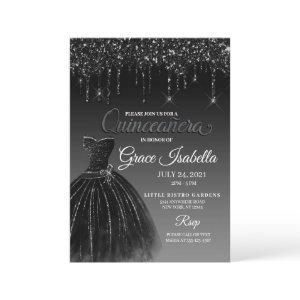 Black Glitter Drip Quinceanera Birthday