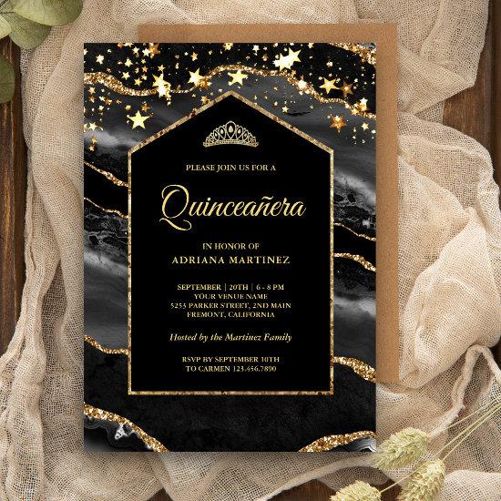 Black Gold Agate Marble Arch Quinceanera