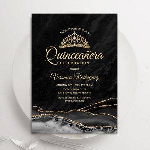 Black Gold Agate Marble Quinceanera