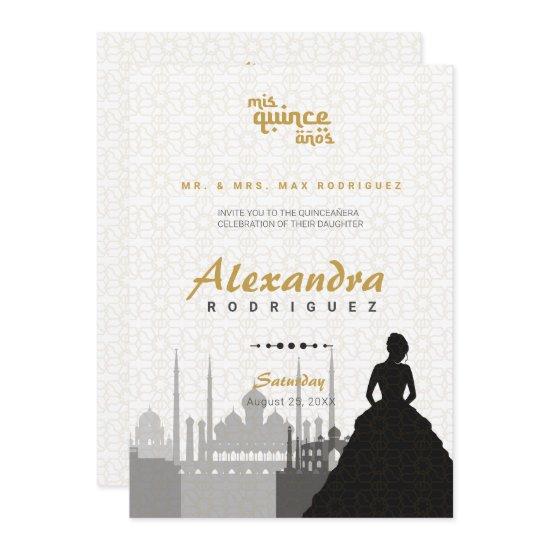 Black & Gold Arabian Quinceañera Photo
