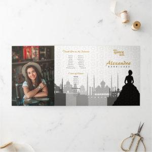 Black & Gold Arabian Quinceañera Photo Tri-Fold