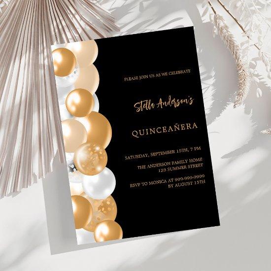 Black gold balloons luxury Quinceanera