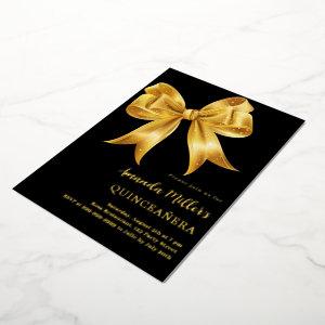 Black gold bow Quinceanera luxury Foil