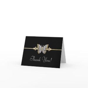 Black Gold Butterfly Thank You Cards