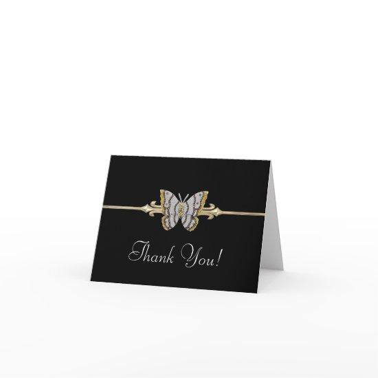 Black Gold Butterfly Thank You Cards