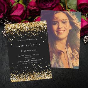 Black gold confetti photo birthday