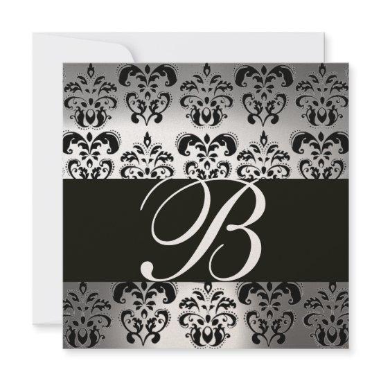 BLACK & GOLD DAMASK MONOGRAM  moonstone