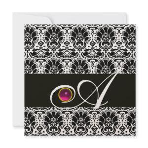 BLACK GOLD  DAMASK MONOGRAM Pink Fuchsia Amethyst