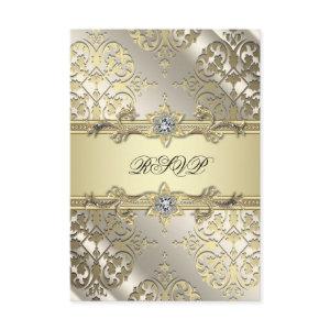 Black Gold Damask Party RSVP