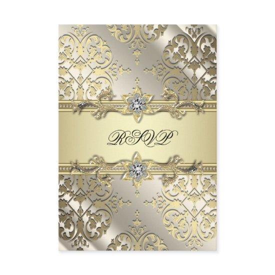 Black Gold Damask Party RSVP