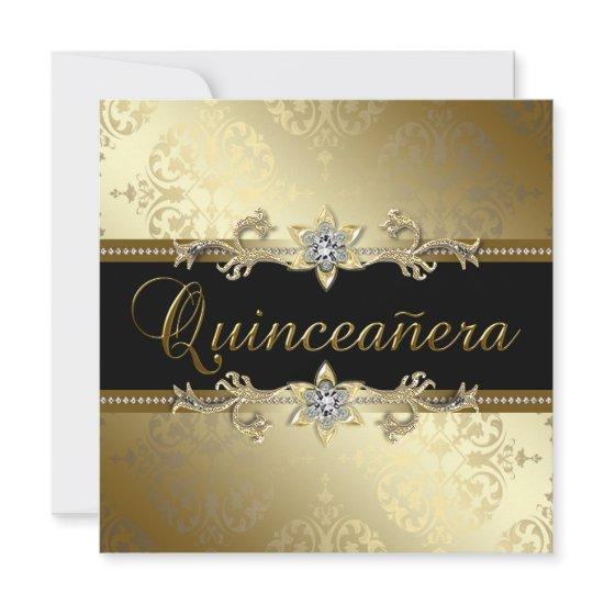 Black Gold Damask Quinceanera