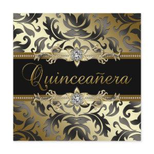 Black Gold Damask Quinceanera