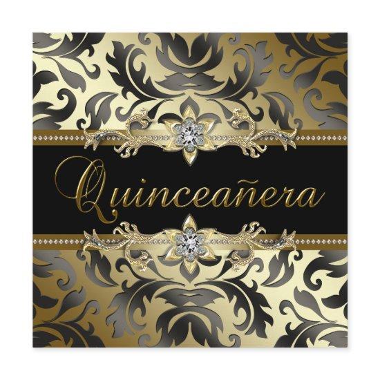 Black Gold Damask Quinceanera