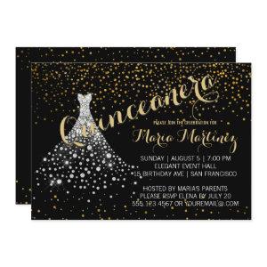 Black Gold Diamond Dress Quinceanera