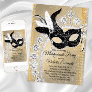 Black Gold Diamond Masquerade Birthday Party