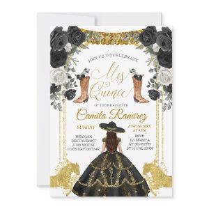 Black & Gold Fiesta Butterfly Mis XV Anos Invitati