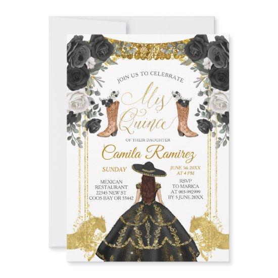 Black & Gold Fiesta Butterfly Mis XV Anos Invitati
