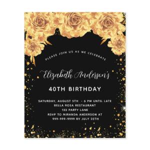 Black gold floral sparkle budget