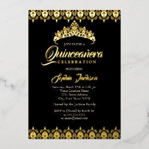 Black Gold foil Tiara Quinceanera Foil