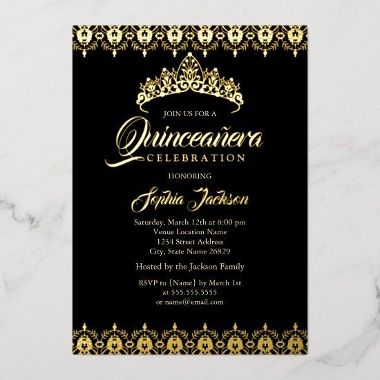 Black Gold foil Tiara Quinceanera Foil