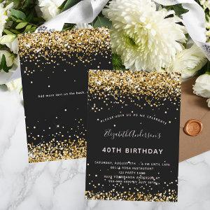 Black gold glitter birthday