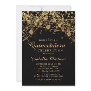 Black Gold Glitter String Lights Quinceañera