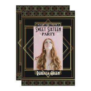 Black Gold Great Gatsby Sweet sixteen party