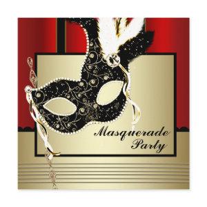 Black Gold Mask Red Black Masquerade Party