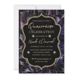 Black & Gold Midnight Crystal Galaxy Quinceanera