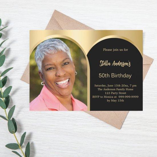 Black gold photo arch birthday