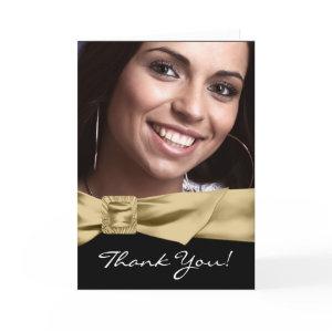Black Gold Photo Quinceanera Thank You Cards