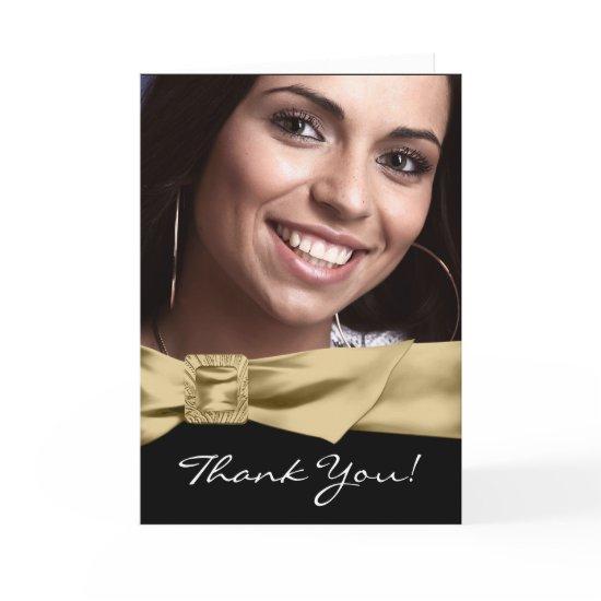 Black Gold Photo Quinceanera Thank You Cards