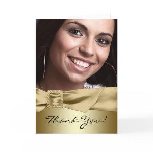 Black Gold Photo Quinceanera Thank You Cards