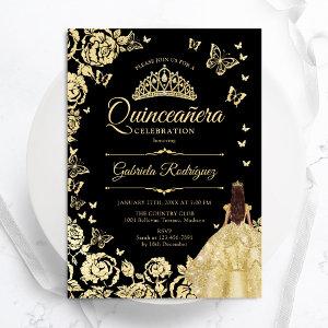 Black Gold Princess Gown Quinceanera