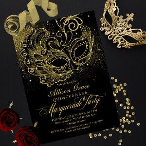 Black Gold Quinceanera Masquerade