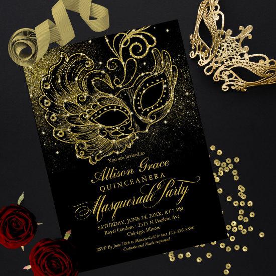 Black Gold Quinceanera Masquerade