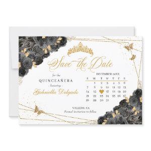 Black & Gold Quinceañera Save The Date