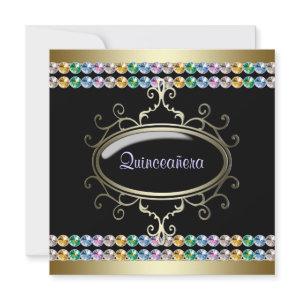 Black Gold Rainbow Quinceanera