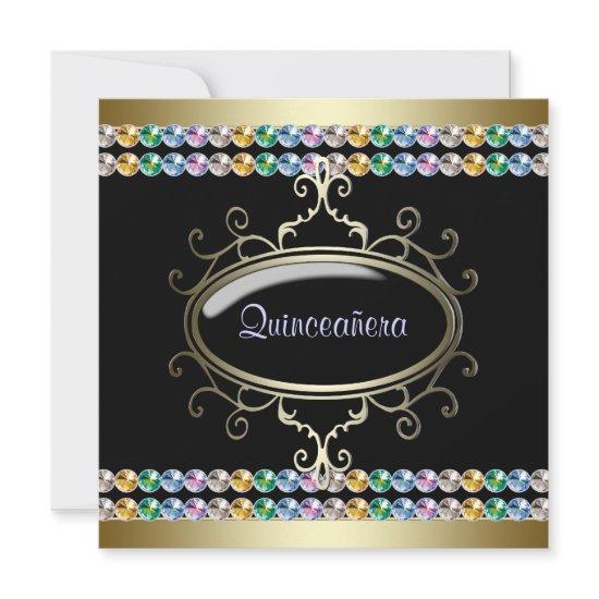 Black Gold Rainbow Quinceanera