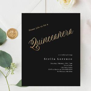 Black gold script Quinceanera