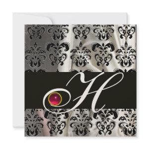 BLACK GOLD SILK DAMASK CLOTH MONOGRAM PINK RUBY