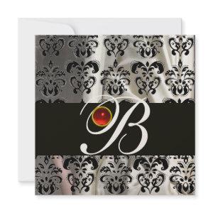 BLACK GOLD SILK DAMASK CLOTH MONOGRAM  RED RUBY